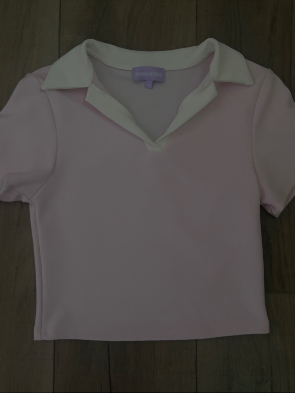 Torrid Light Pink Short Sleeve Collared Crop Top